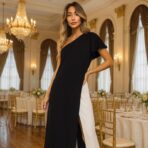 Mono largo confeccionado en crepé elastizado