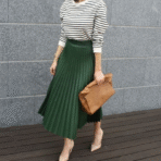 Pollera plisada verde esmeralda - Imagen 3