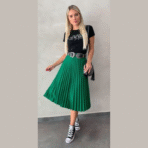 Pollera plisada verde esmeralda - Imagen 5